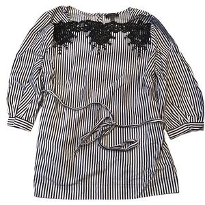The Limited Womens Blouse 3/4‎ Sleeve Top Stripe Multicolor Lace Trim Size 1X